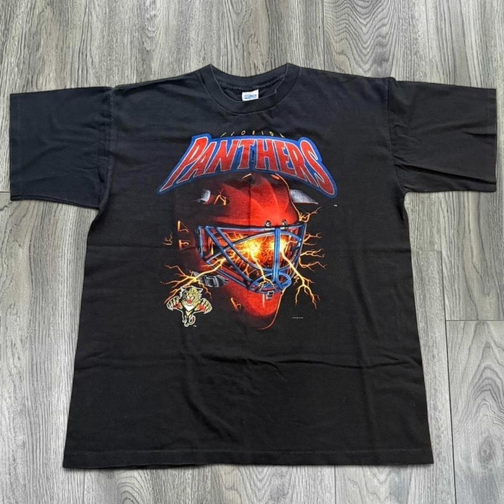 1993 Vintage Florida Panthers Salem T-Shirt Large NHL Goalie Mask Lightning